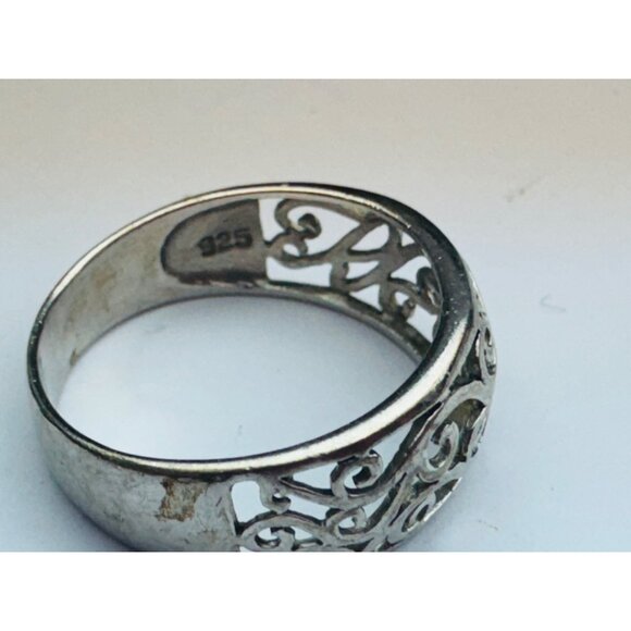 Vintage Estate Sterling Silver 925 Scroll Wide Band Ring Size 8, 2.6g NR Marked - Picture 8 of 12